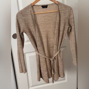 Massimo Dutti Tan Open-Front Cardigan
